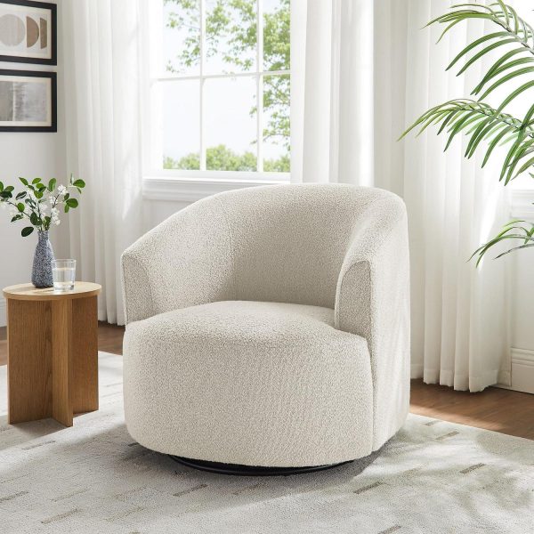 Mainstays Boucle Swivel Chair, Cream