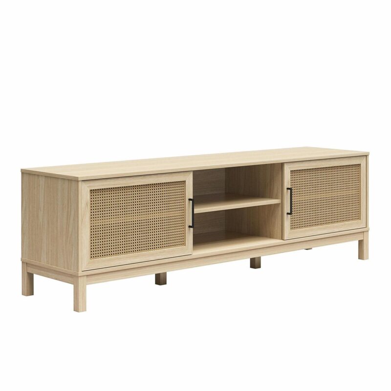 Mainstays Cane TV Stand for TVs up to 85 , Spring Pine - Image 7