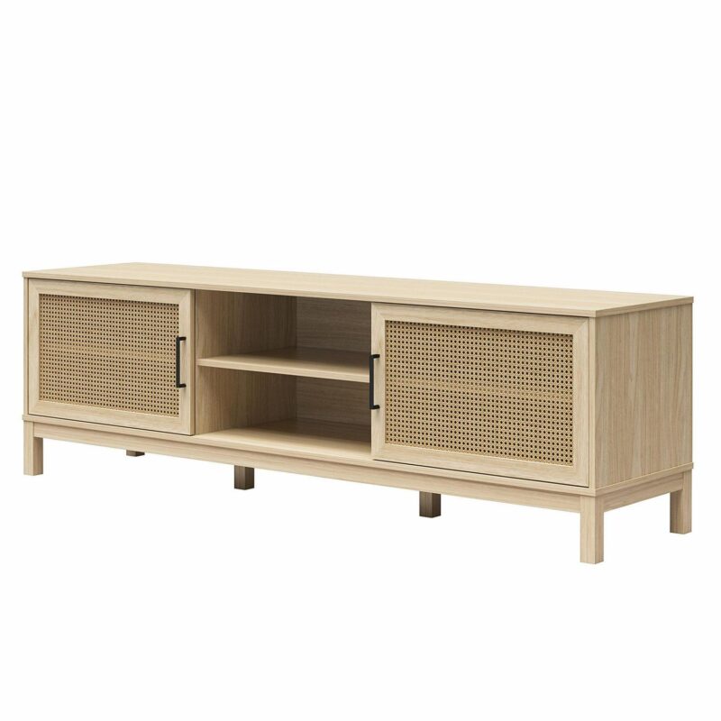 Mainstays Cane TV Stand for TVs up to 85 , Spring Pine - Image 3