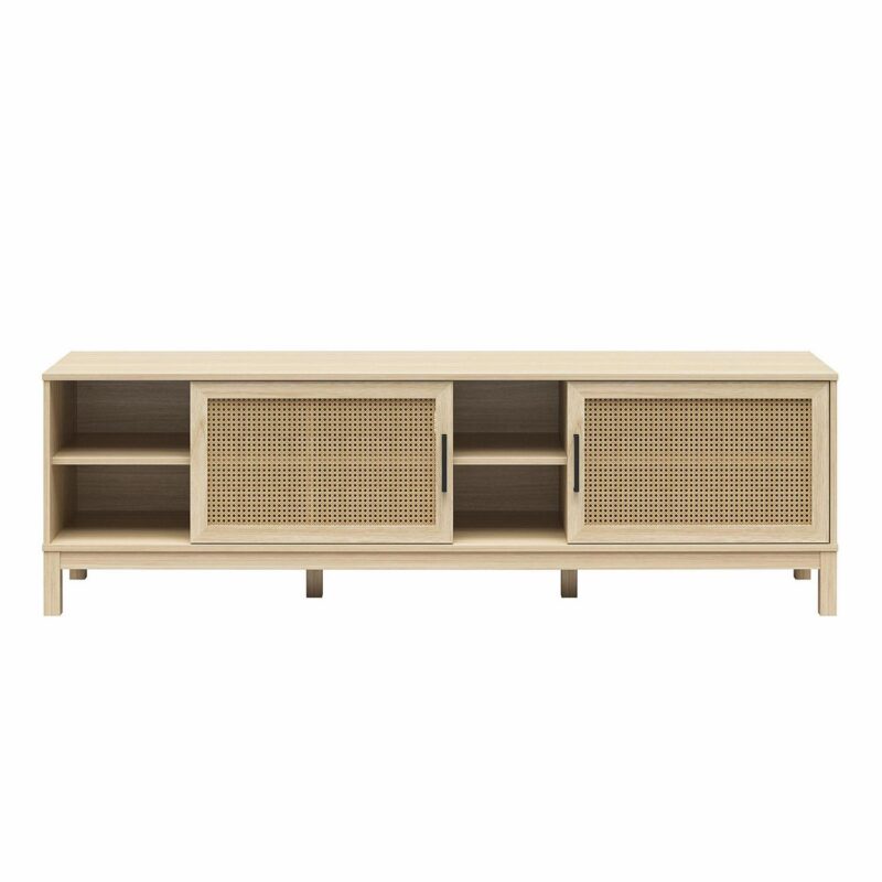 Mainstays Cane TV Stand for TVs up to 85 , Spring Pine - Image 2