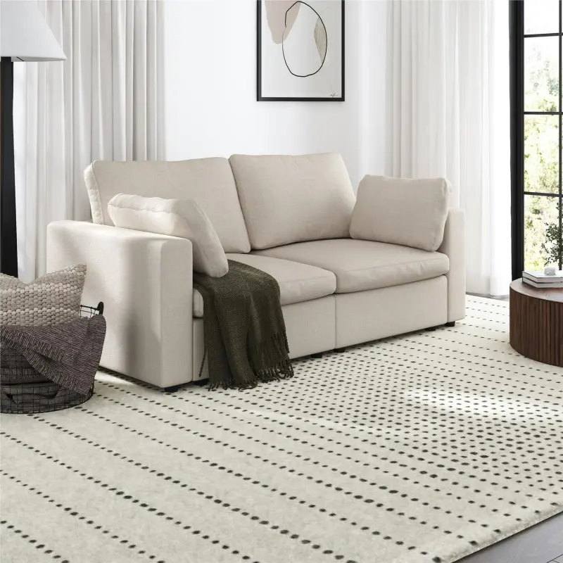 Mainstays Chatham Cloud 74  Sofa, Cream - Image 4