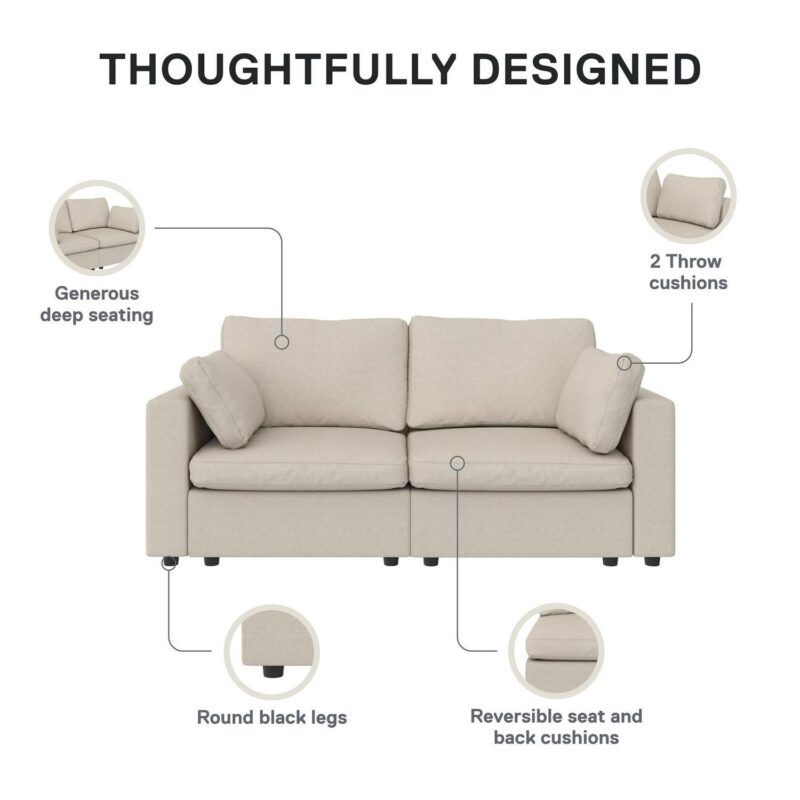 Mainstays Chatham Cloud 74  Sofa, Cream - Image 9