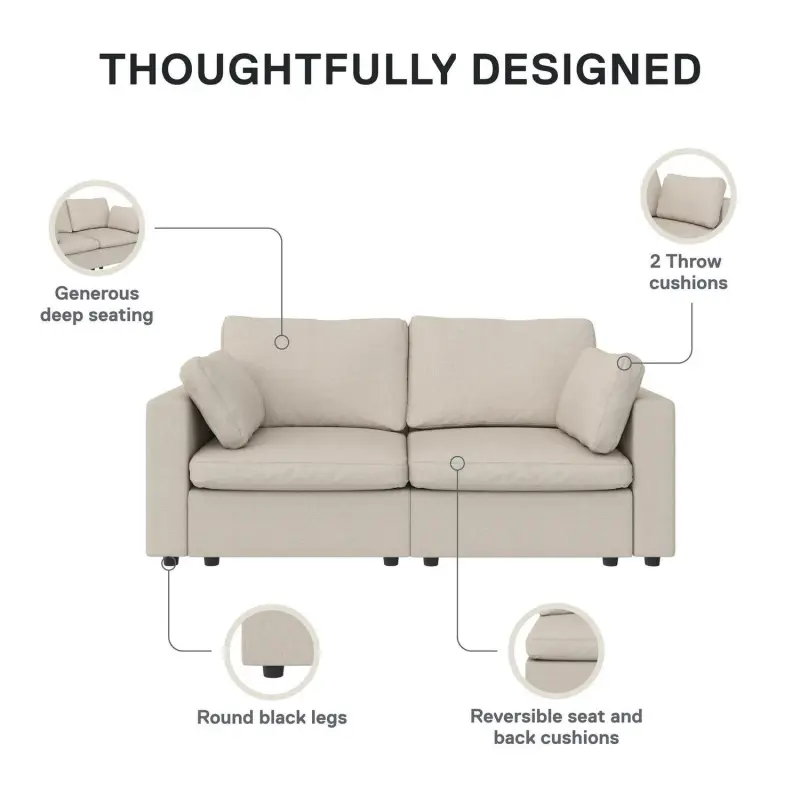 Mainstays Chatham Cloud 74  Sofa, Cream - Image 9