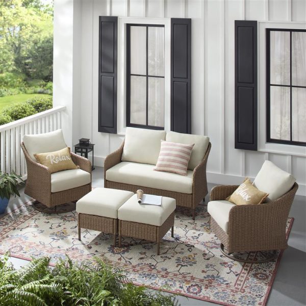 Mainstays Chelsea 5-Piece Outdoor Furniture Conversation Set with Swivel Rocker Chairs