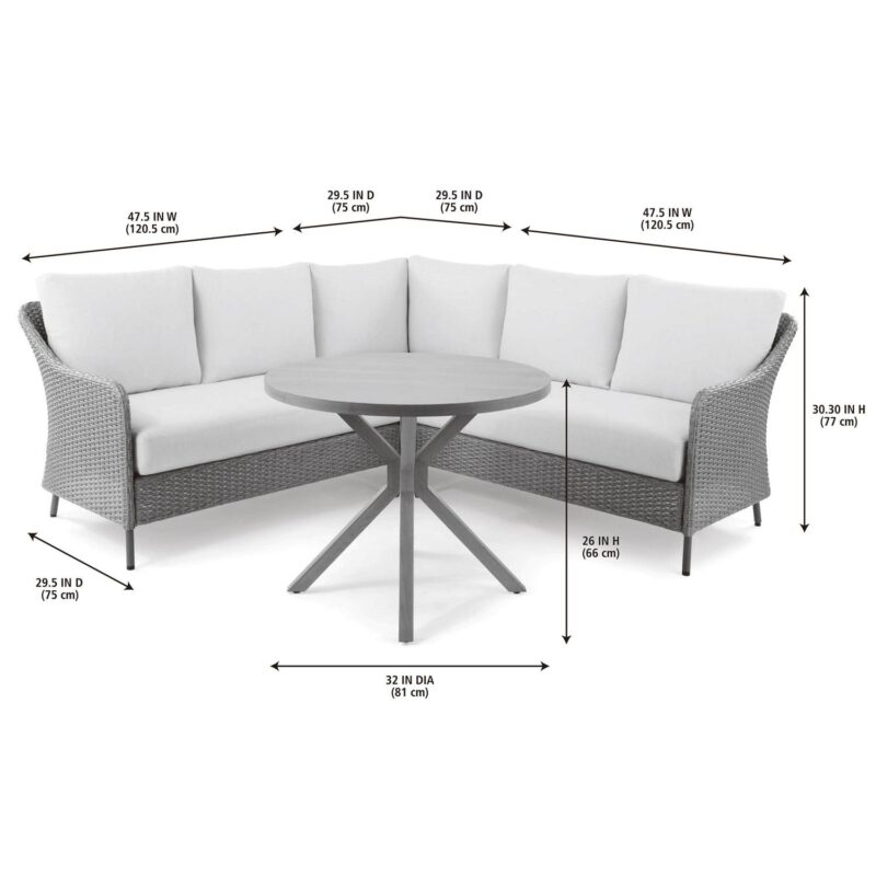 Mainstays Chelsea Outdoor Patio 4-Pieces Sectional Dining Set with Blue Cushions - Image 10