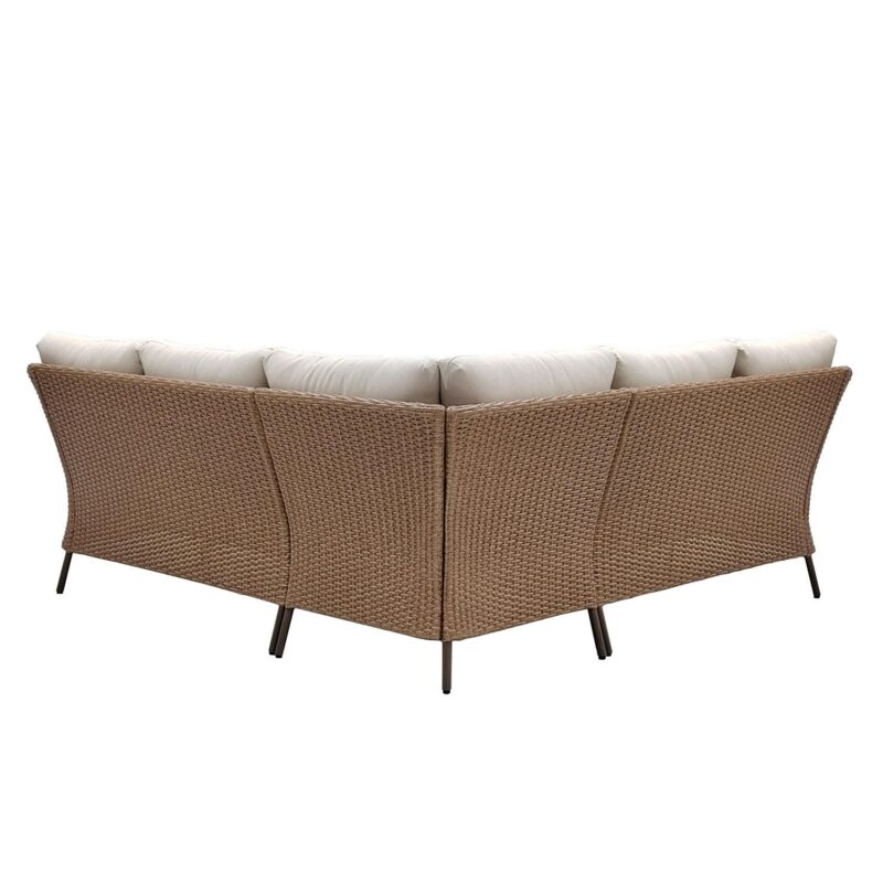 Mainstays Chelsea Outdoor Patio Steel 4-Piece Sectional Dining Set, Beige - Image 7