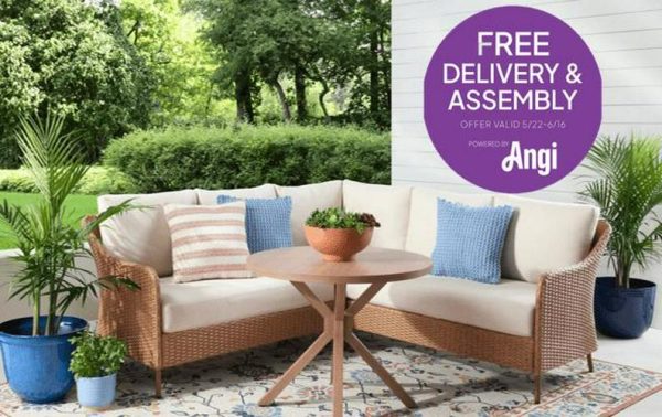Mainstays Chelsea Outdoor Patio Steel 4-Piece Sectional Dining Set, Beige