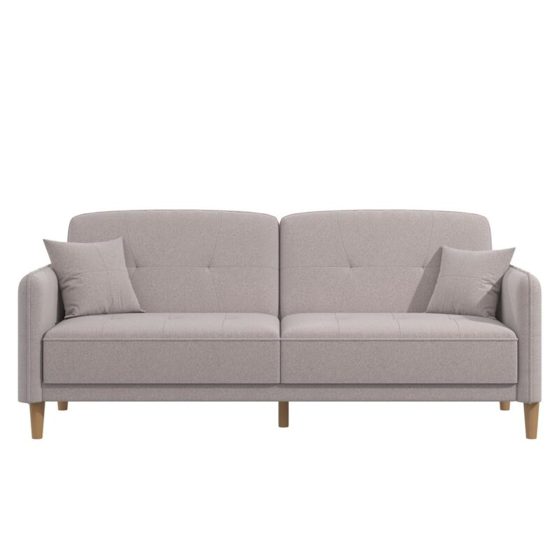 Mainstays Claremonte 78  Tufted Sofa with 2 Throw Cushions, Light Gray Linen - Image 8