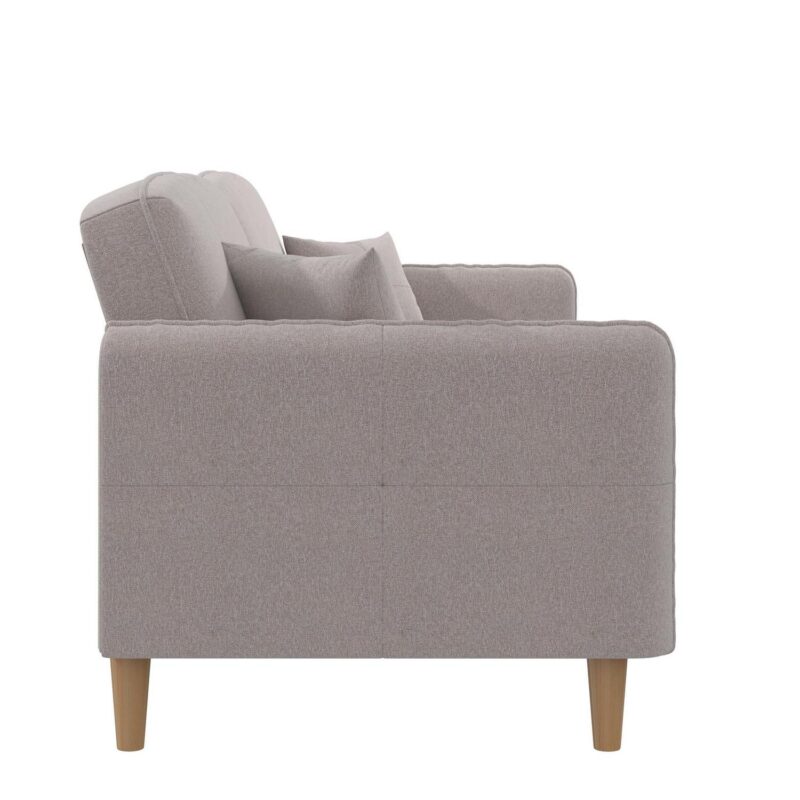 Mainstays Claremonte 78  Tufted Sofa with 2 Throw Cushions, Light Gray Linen - Image 4