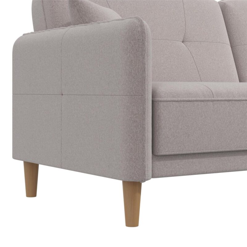Mainstays Claremonte 78  Tufted Sofa with 2 Throw Cushions, Light Gray Linen - Image 3