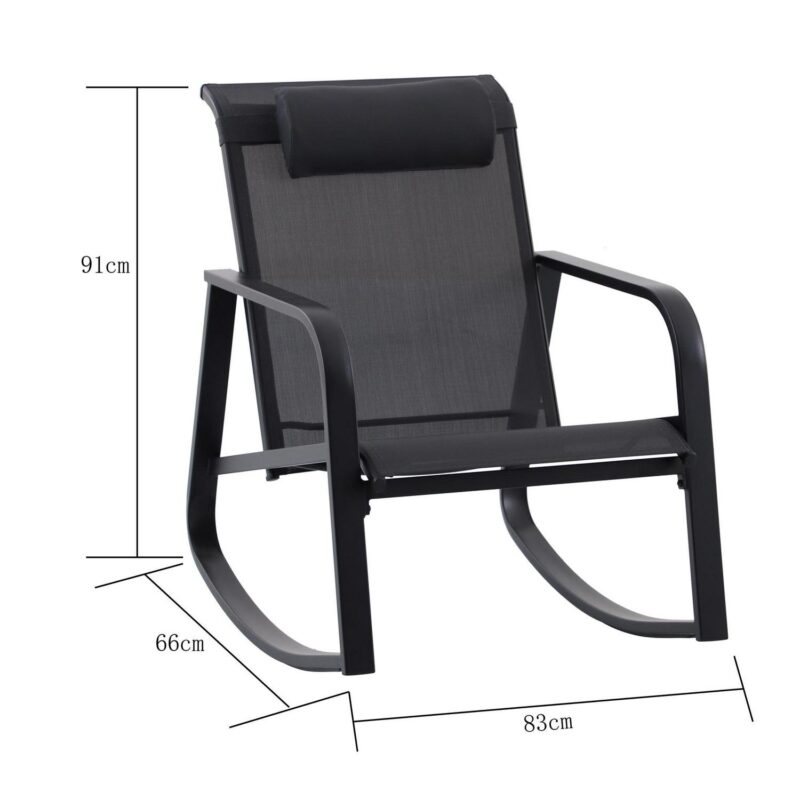 Mainstays Dashwood 3-Piece Steel Outdoor Rocker Chat Set, Black - Image 9