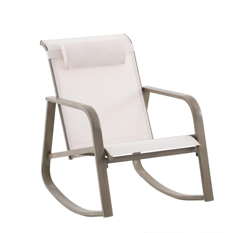 Mainstays Dashwood 3-Piece Steel Outdoor Rocker Chat Set, Cream - Image 4