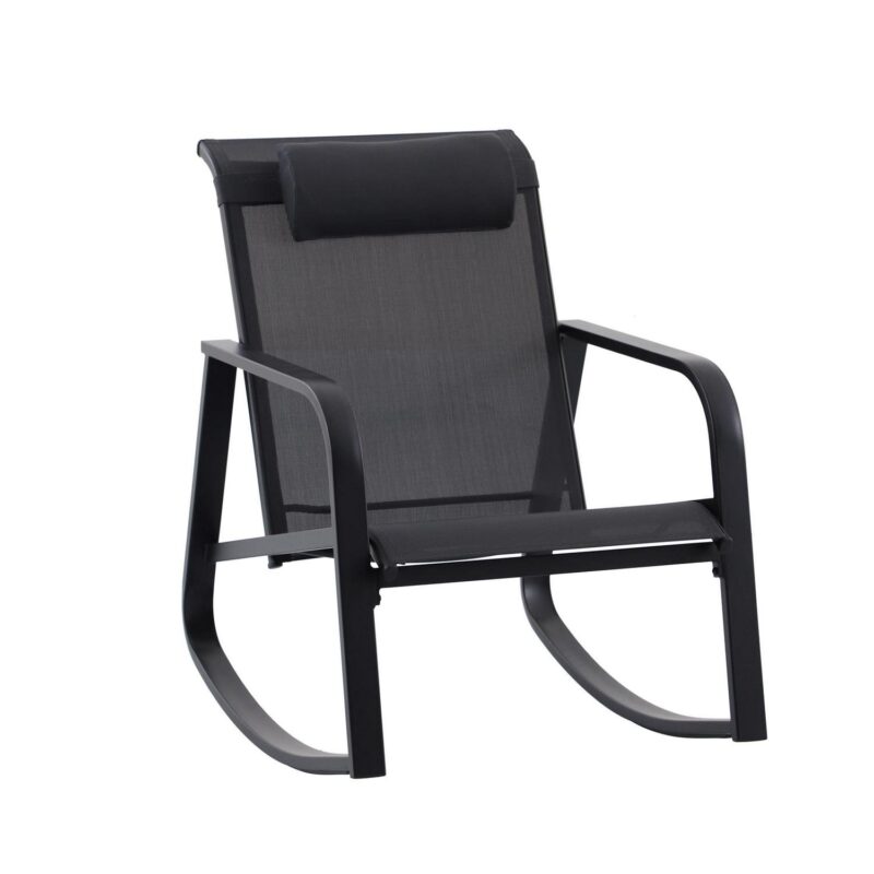 Mainstays Dashwood 3-Piece Steel Outdoor Rocker Chat Set, Black - Image 6