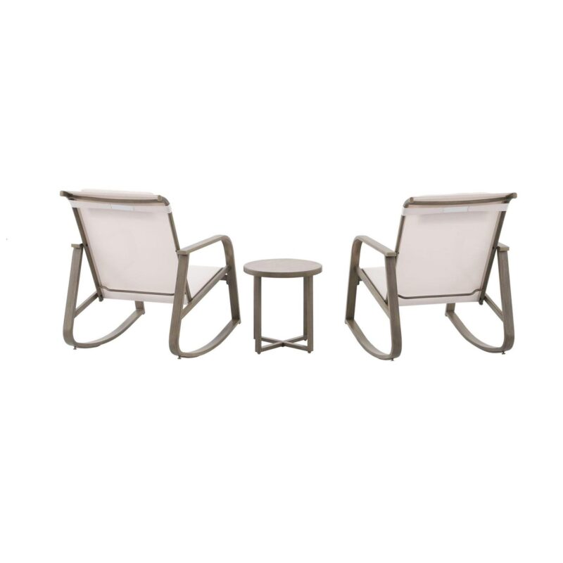 Mainstays Dashwood 3-Piece Steel Outdoor Rocker Chat Set, Cream - Image 11