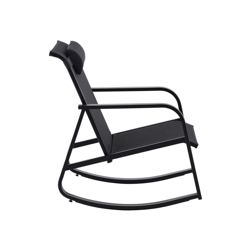 Mainstays Dashwood 3-Piece Steel Outdoor Rocker Chat Set, Black - Image 8