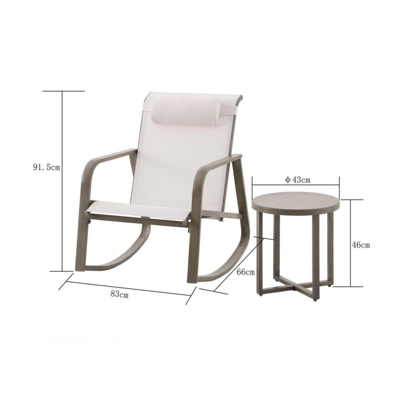 Mainstays Dashwood 3-Piece Steel Outdoor Rocker Chat Set, Cream - Image 10