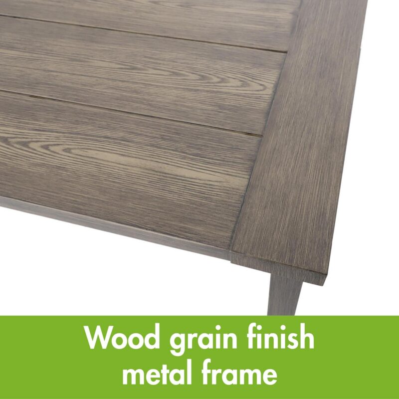 Mainstays Dashwood Steel Outdoor Dining Table, Wood Grain - Image 4