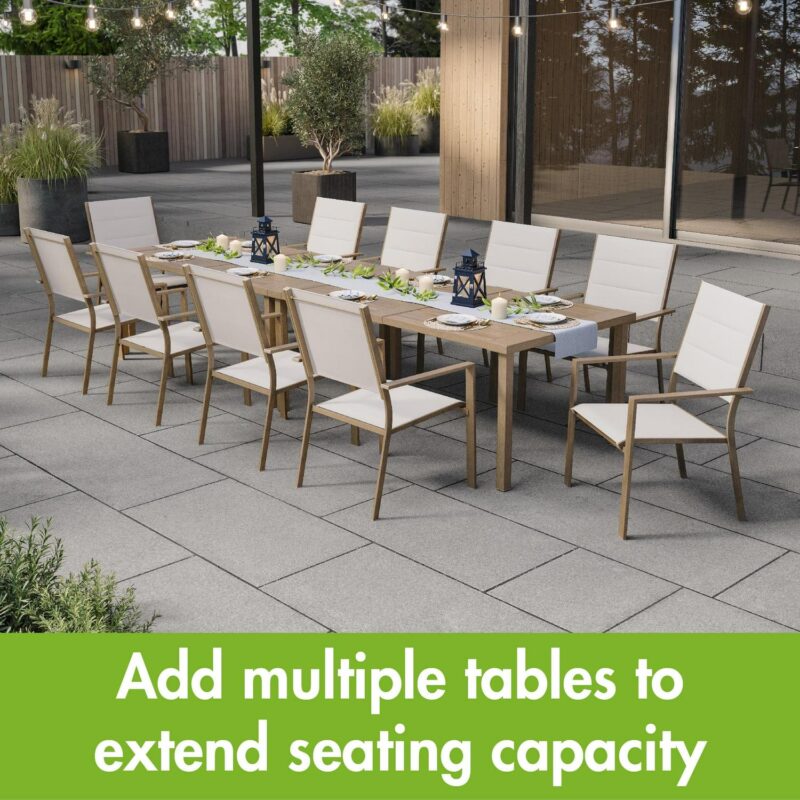 Mainstays Dashwood Steel Outdoor Dining Table, Wood Grain - Image 6