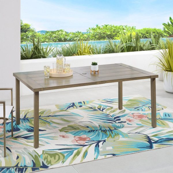Mainstays Dashwood Steel Outdoor Dining Table, Wood Grain