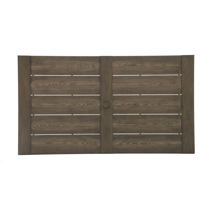 Mainstays Dashwood Steel Outdoor Dining Table, Wood Grain - Image 7
