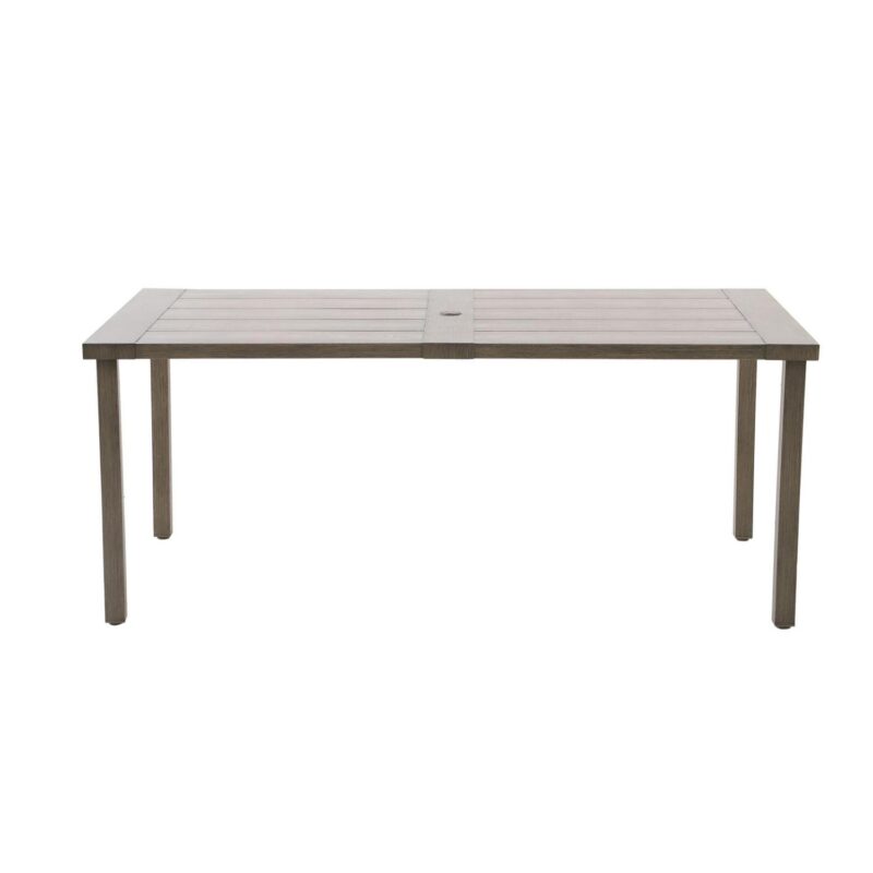 Mainstays Dashwood Steel Outdoor Dining Table, Wood Grain - Image 2