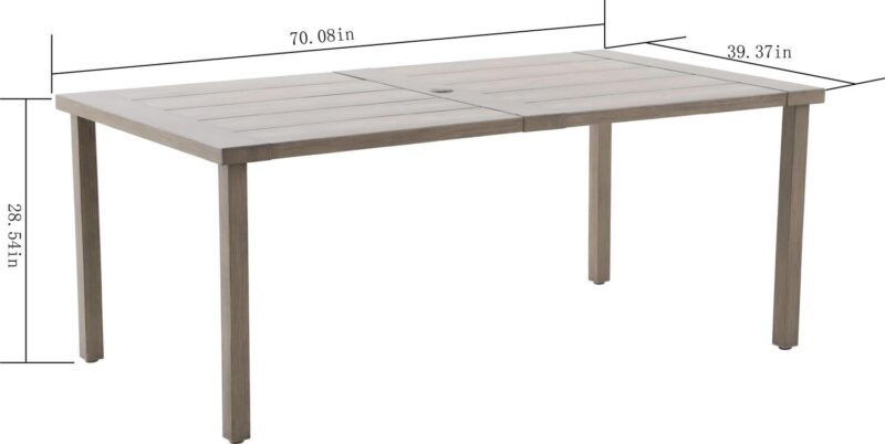 Mainstays Dashwood Steel Outdoor Dining Table, Wood Grain - Image 3