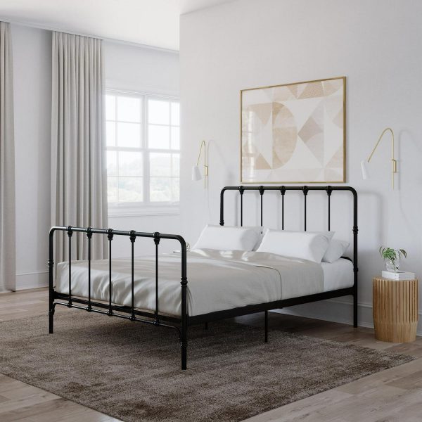 Mainstays Farmhouse Metal Bed, Queen, Black