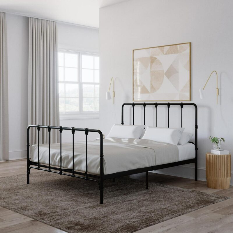 Mainstays Farmhouse Metal Bed, Queen, Black
