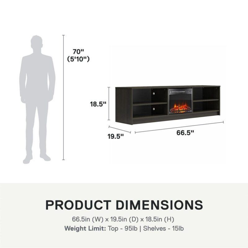 Mainstays Fireplace TV Stand, for TVs up to 75 , Espresso - Image 10