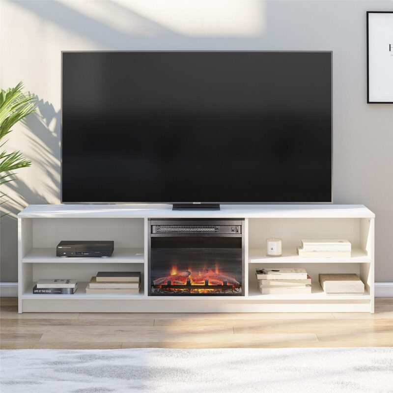 Mainstays Fireplace TV Stand, for TVs up to 75 , White - Image 2