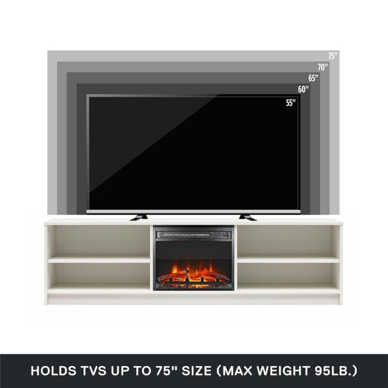 Mainstays Fireplace TV Stand, for TVs up to 75 , White - Image 12