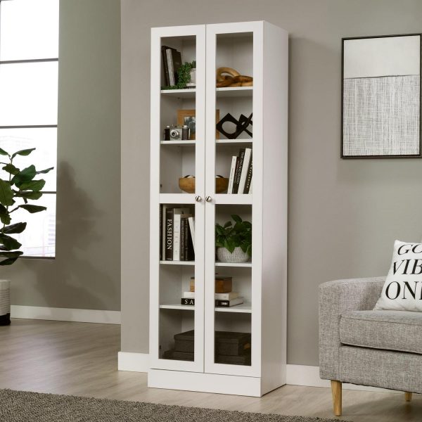 Mainstays Glass Door Bookcase, White Finish