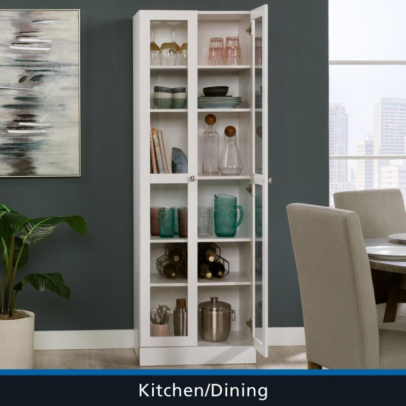 Mainstays Glass Door Bookcase, White Finish - Image 8