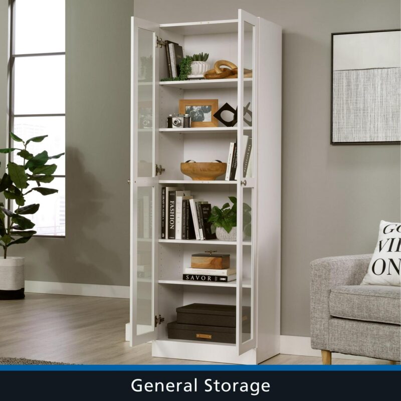 Mainstays Glass Door Bookcase, White Finish - Image 11