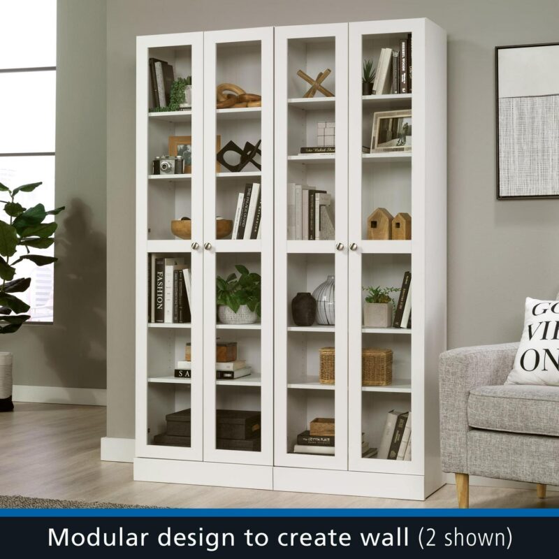 Mainstays Glass Door Bookcase, White Finish - Image 9