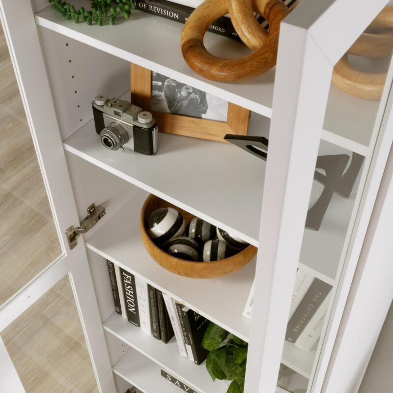 Mainstays Glass Door Bookcase, White Finish - Image 12