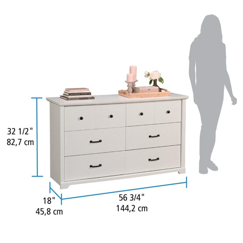 Mainstays Harrington 6 Drawer Dresser, White Finish - Image 6