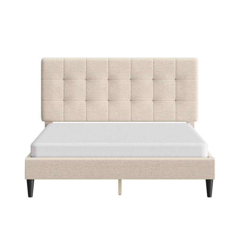 Mainstays Hillside Square Tufted Upholstered Full Platform Bed, Ivory Fabric - Image 20