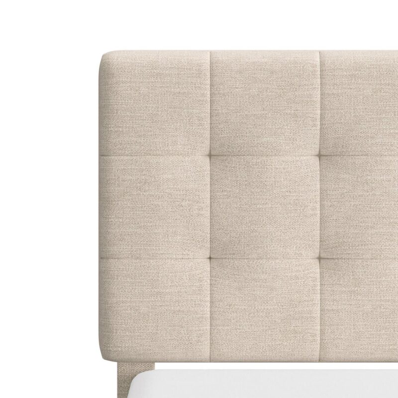 Mainstays Hillside Square Tufted Upholstered Full Platform Bed, Ivory Fabric - Image 6