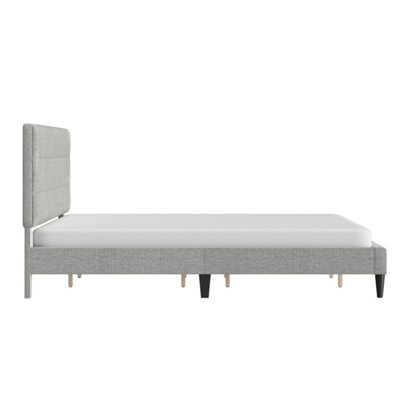 Mainstays Hillside Square Tufted Upholstered King Platform Bed, Light Gray Fabric - Image 13