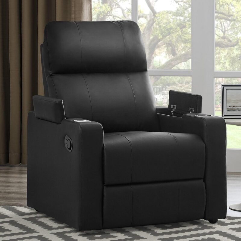 Mainstays Home Theater Recliner with USB charging ports, Faux Leather, Multiple Finishes - Image 5