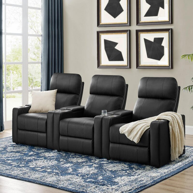 Mainstays Home Theater Recliner with USB charging ports, Faux Leather, Multiple Finishes - Image 7
