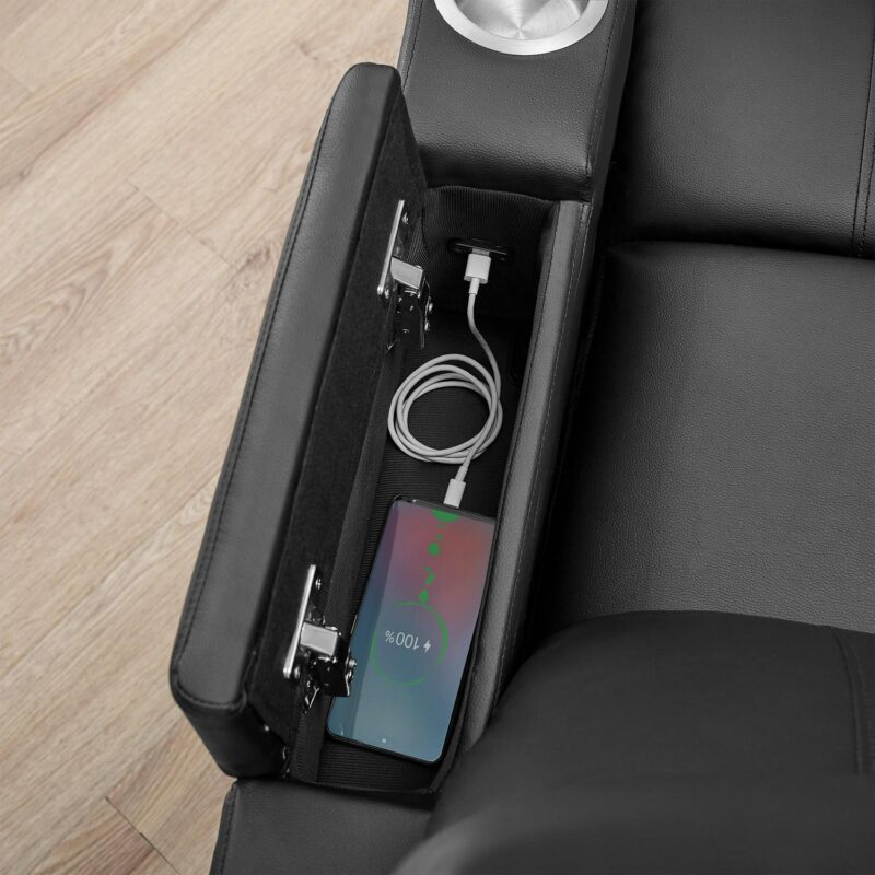 Mainstays Home Theater Recliner with USB charging ports, Faux Leather, Multiple Finishes - Image 3
