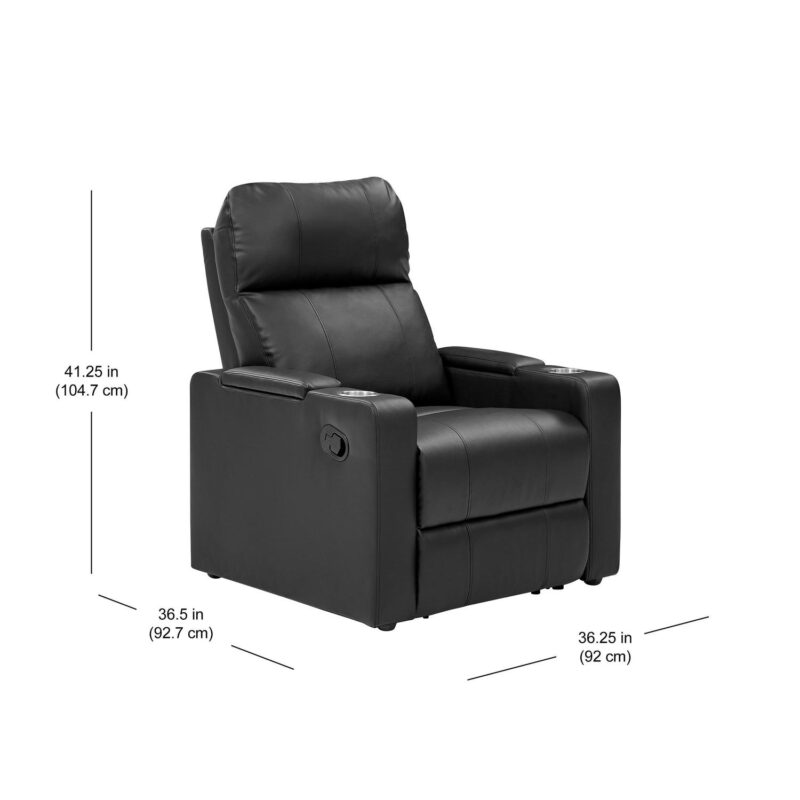 Mainstays Home Theater Recliner with USB charging ports, Faux Leather, Multiple Finishes - Image 2