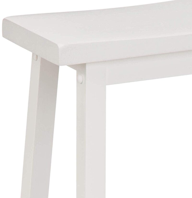 Mainstays Indoor Counter Height Backless Saddle Wood Stool Set of 2 In White. - Image 2