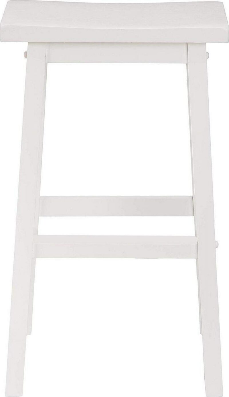 Mainstays Indoor Counter Height Backless Saddle Wood Stool Set of 2 In White. - Image 3