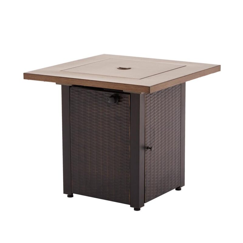 Mainstays Laurel 28  Square 48,000 BTU Propane Gas Fire Pit Table with Lava Rocks and Metal Lid - Image 2