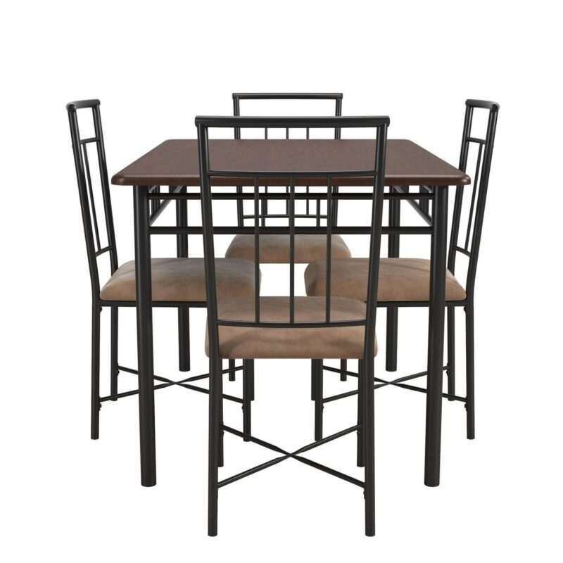 Mainstays Louise Traditional 5-Piece Wood and Metal Dining Set, Deep Walnut - Image 6