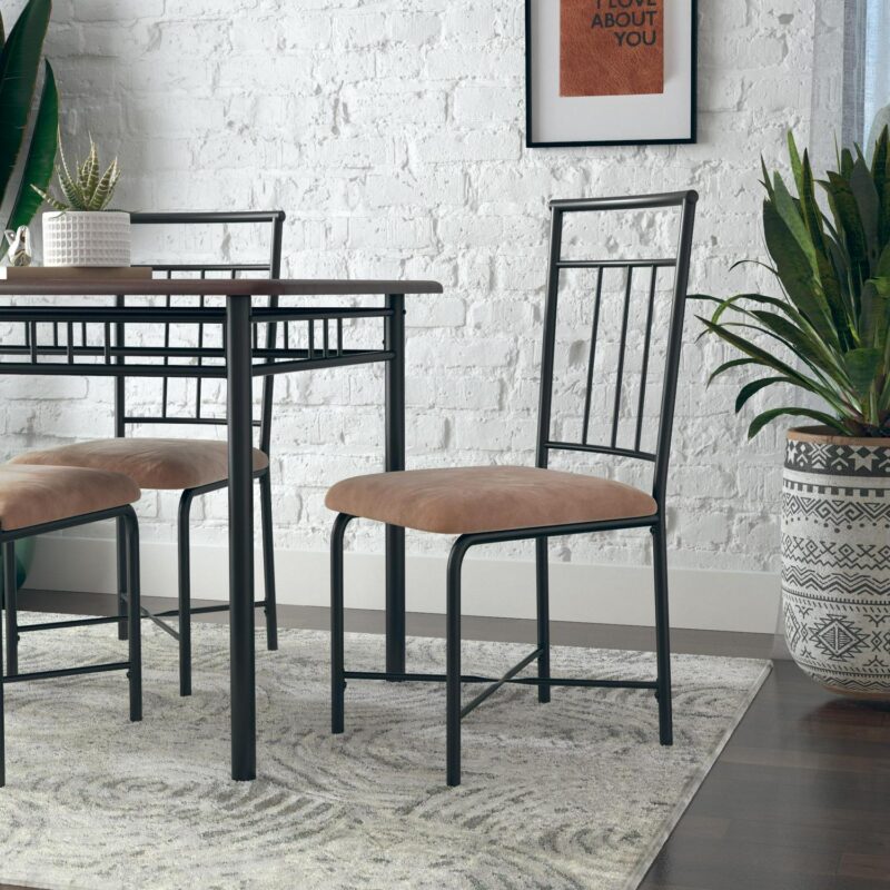 Mainstays Louise Traditional 5-Piece Wood and Metal Dining Set, Deep Walnut - Image 3