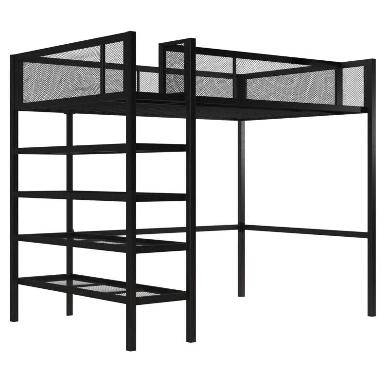 Mainstays Metal Storage Loft Bed with Book Case, Black, Twin - Image 10